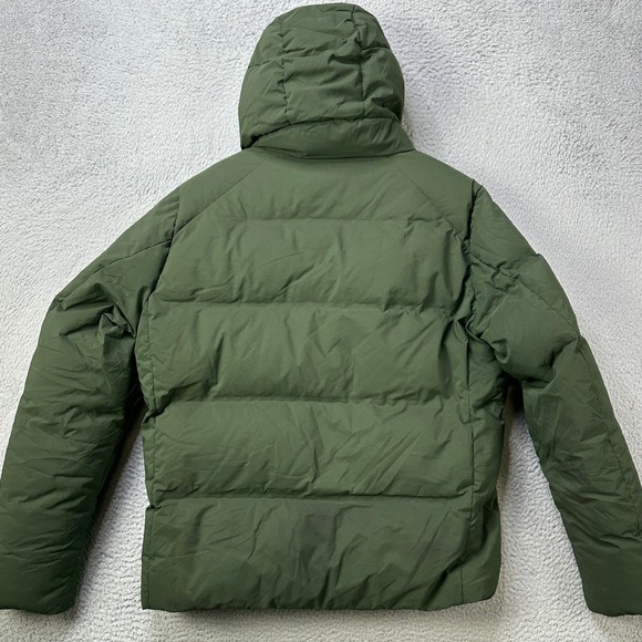 Uniqlo Men XL Jacket Seamless Down Parka Green Full Zip Hoodie Puffer Pocket EUC - Picture 2 of 9